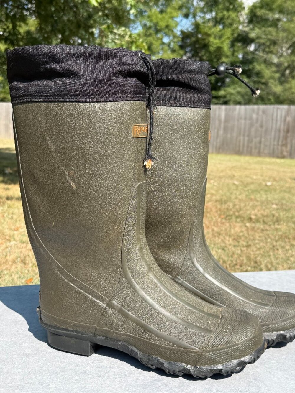 Ranger Mens 11 Olive Rubber Boots Steel Shank Hunting Gorpcore Rain Outdoor 4260